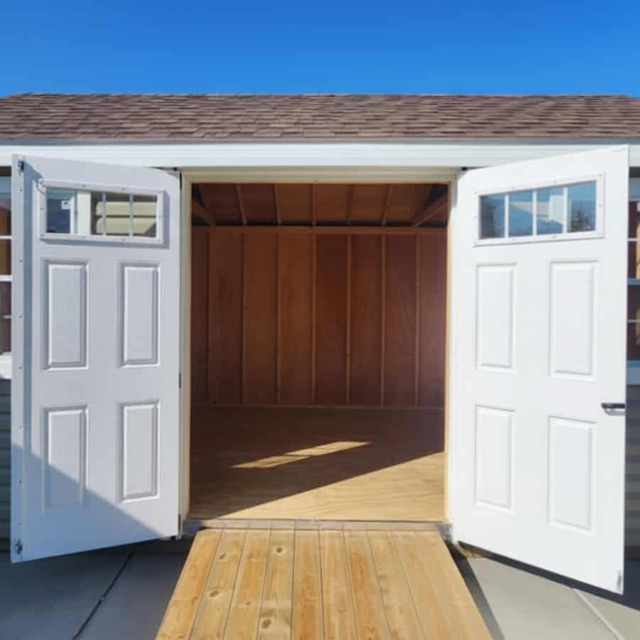 Customer 10X14 Ne Aframe Interior3 - Sturdi-Built Sheds Vinyl And Plywood Shed Interior With Ramp